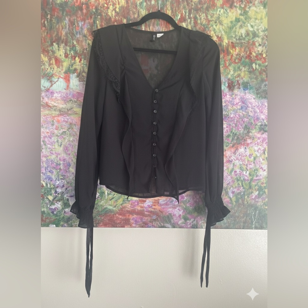 H&M Black Ruffled Women's Blouse
